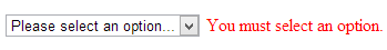 Drop-down list validation example